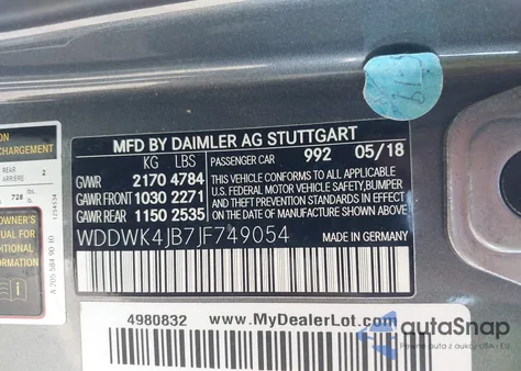 2018 Mercedes-Benz C 300 from USA, damaged, VIN WDDWK4JB7JF749054